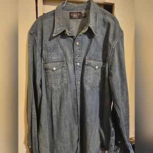 Double RL Slim Fit Denim Western Shirt